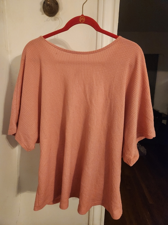 SHEIN Tops - SHEIN Dusty Pink Waffle Knit Short-Sleeve Top